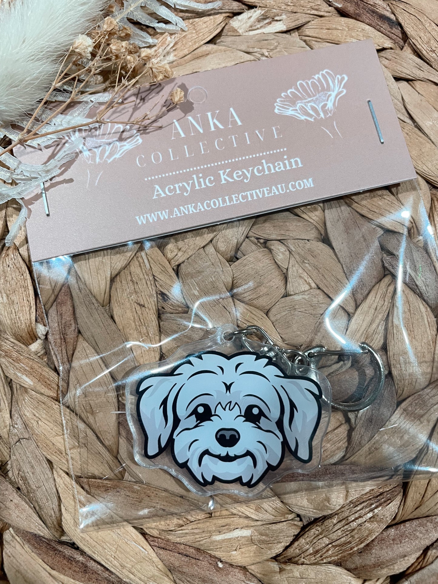 Maltese Dog Keychain