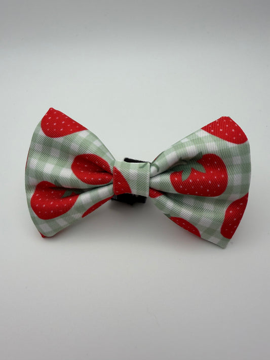Strawberry Gingham Bow Tie