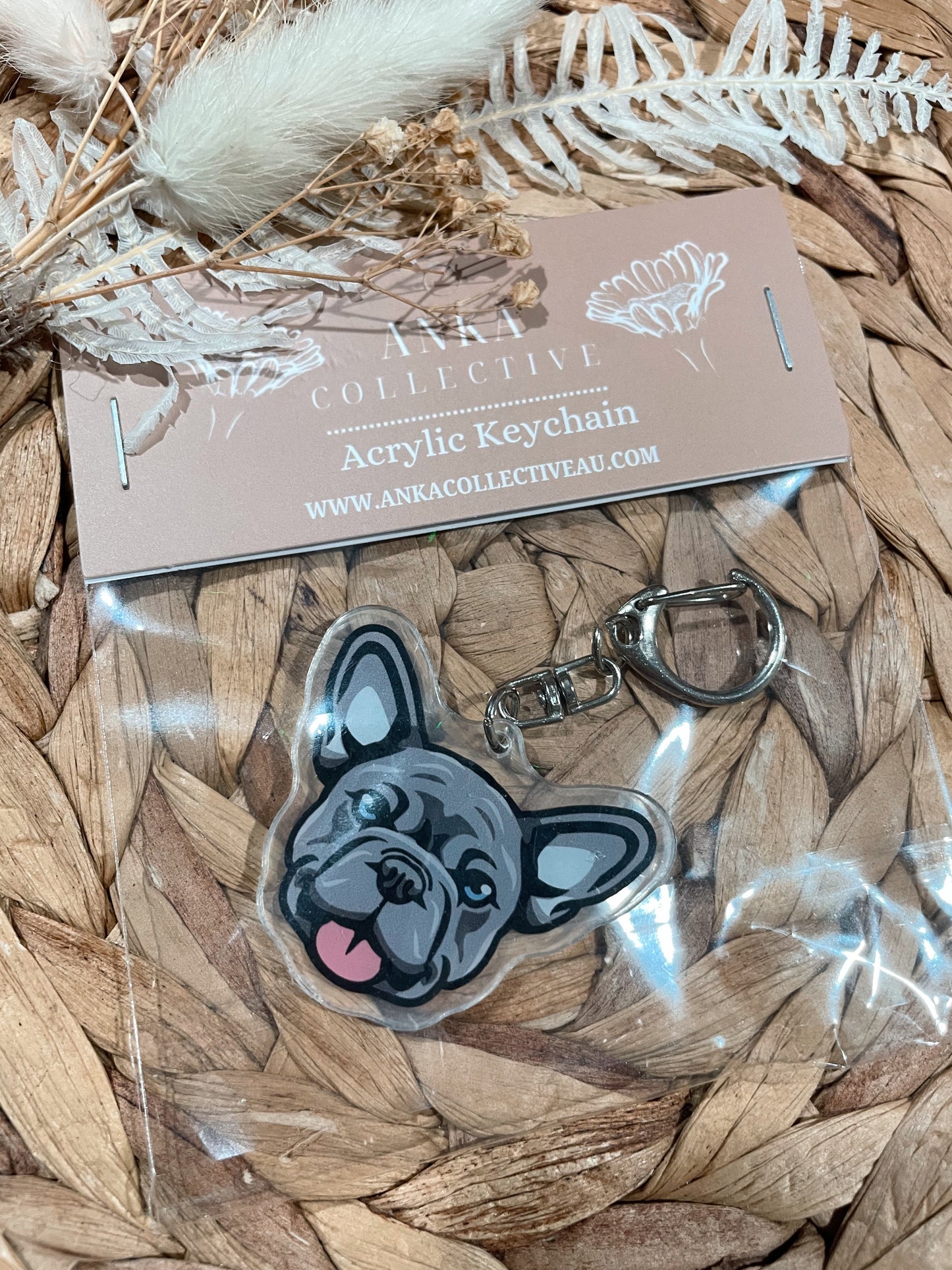 French Bulldog Grey Dog Keychain