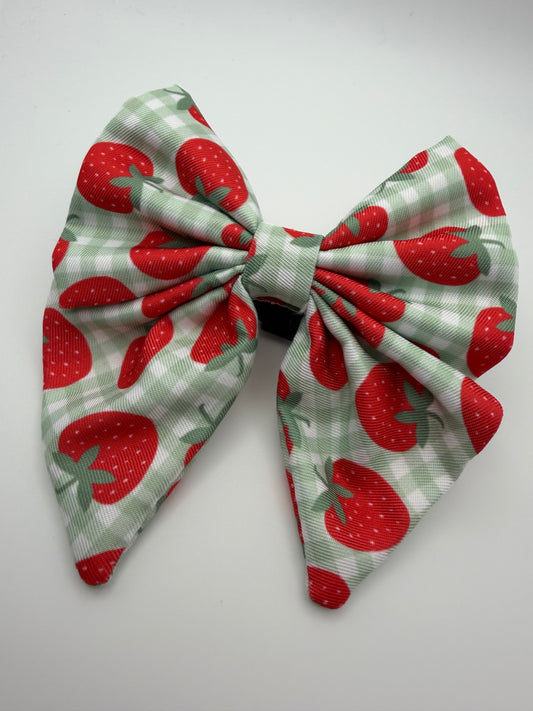 Strawberry Gingham Sailor Bow Tie