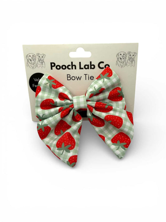 Strawberry Gingham Sailor Bow Tie