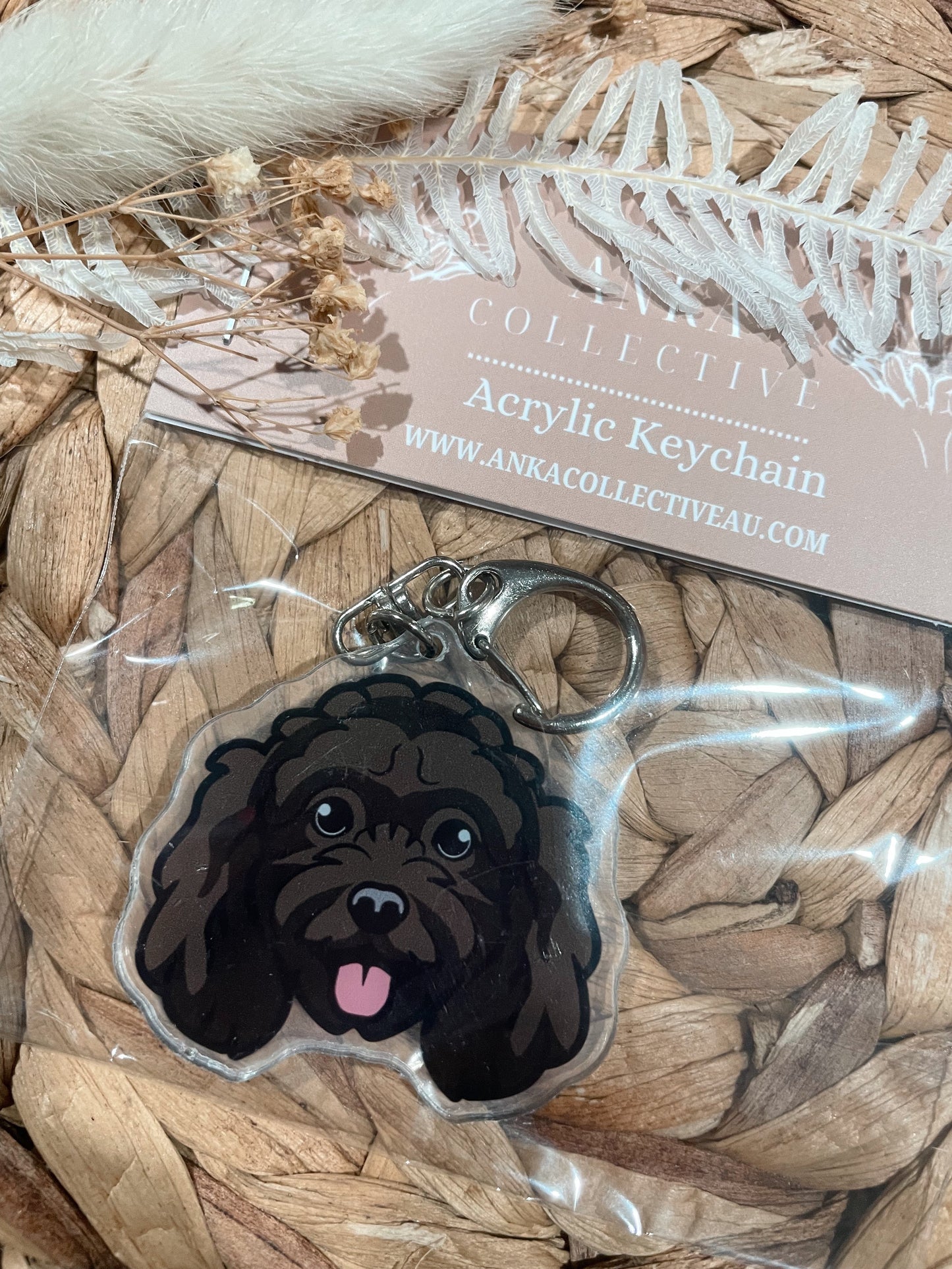 Mini Poodle Black Dog Keychain