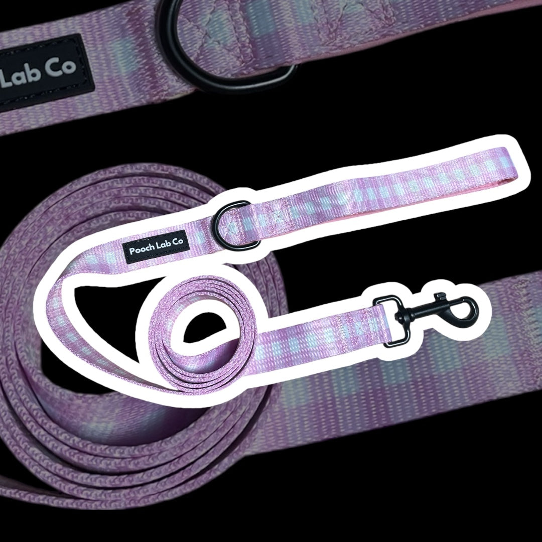 Pink Gingham Dog Lead