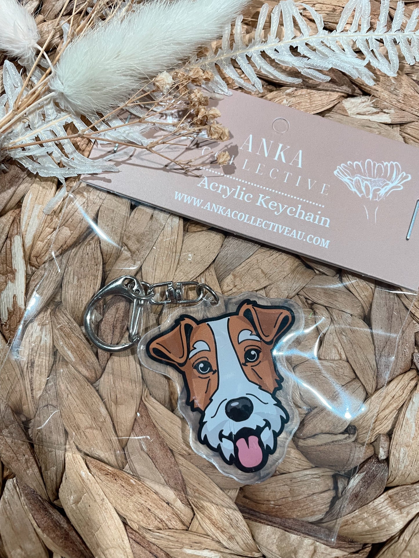 Fox Terrier Dog Keychain