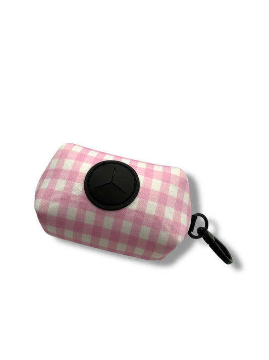 Pink Gingham Poo Bag Holder