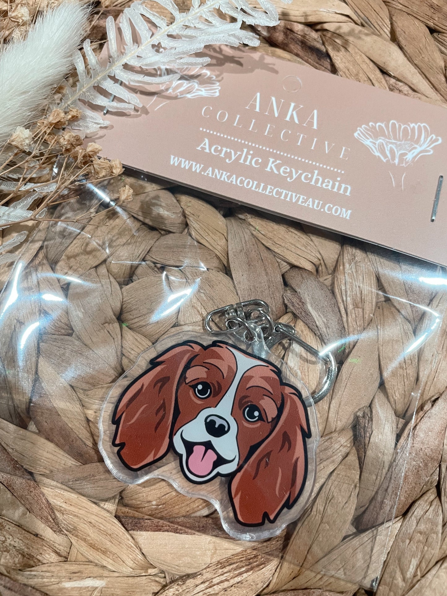 Cavalier King Charles Spaniel Brown Dog Keychain