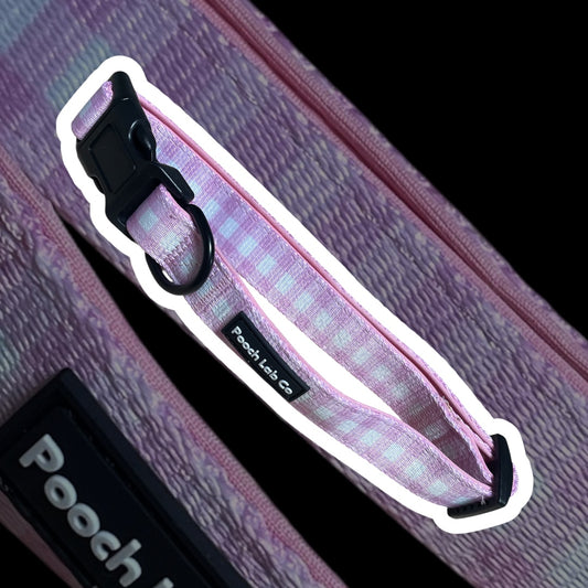 Pink Gingham Dog Collar