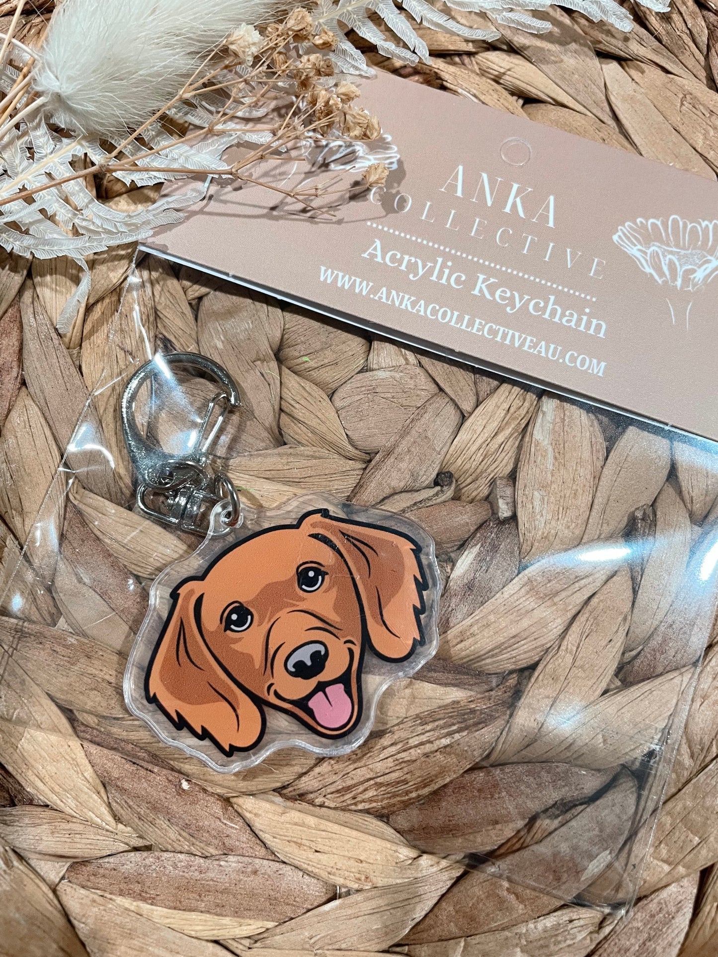Dachshund Long Haired Tan Dog Keychain