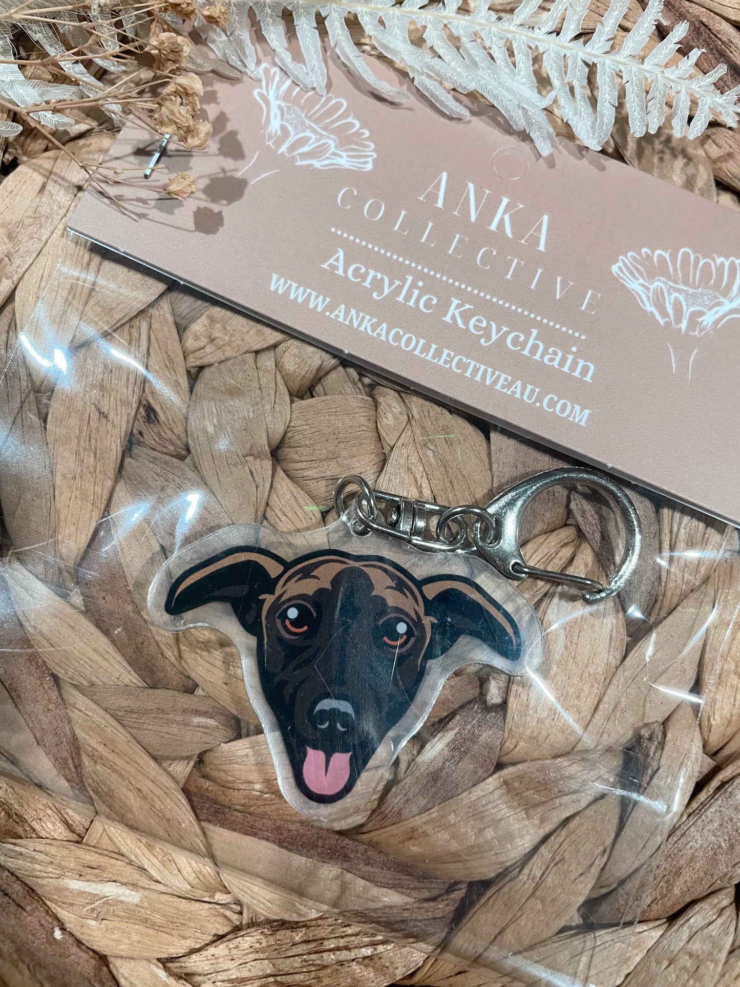Whippet Dark Dog Keychain