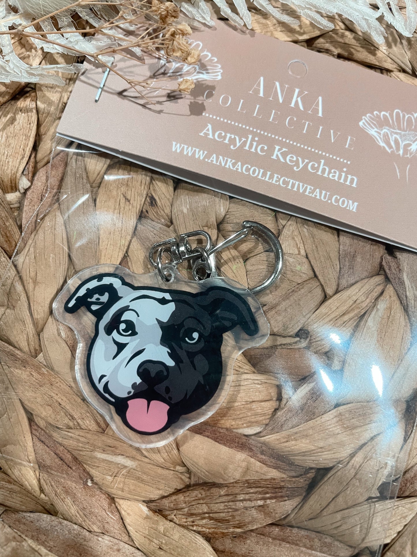 Staffy Cutom Markings Dog Keychain