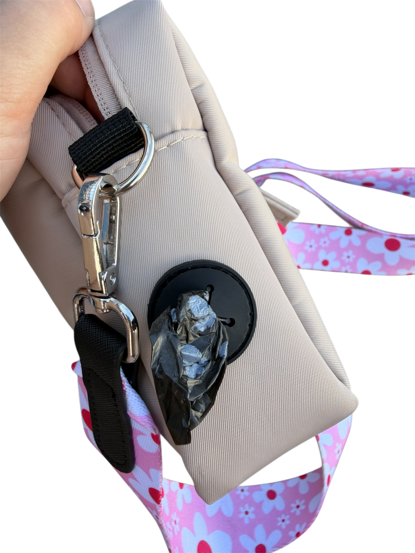 Pooch Walking Bag (Neutral Oat) - Strawberry Gingham