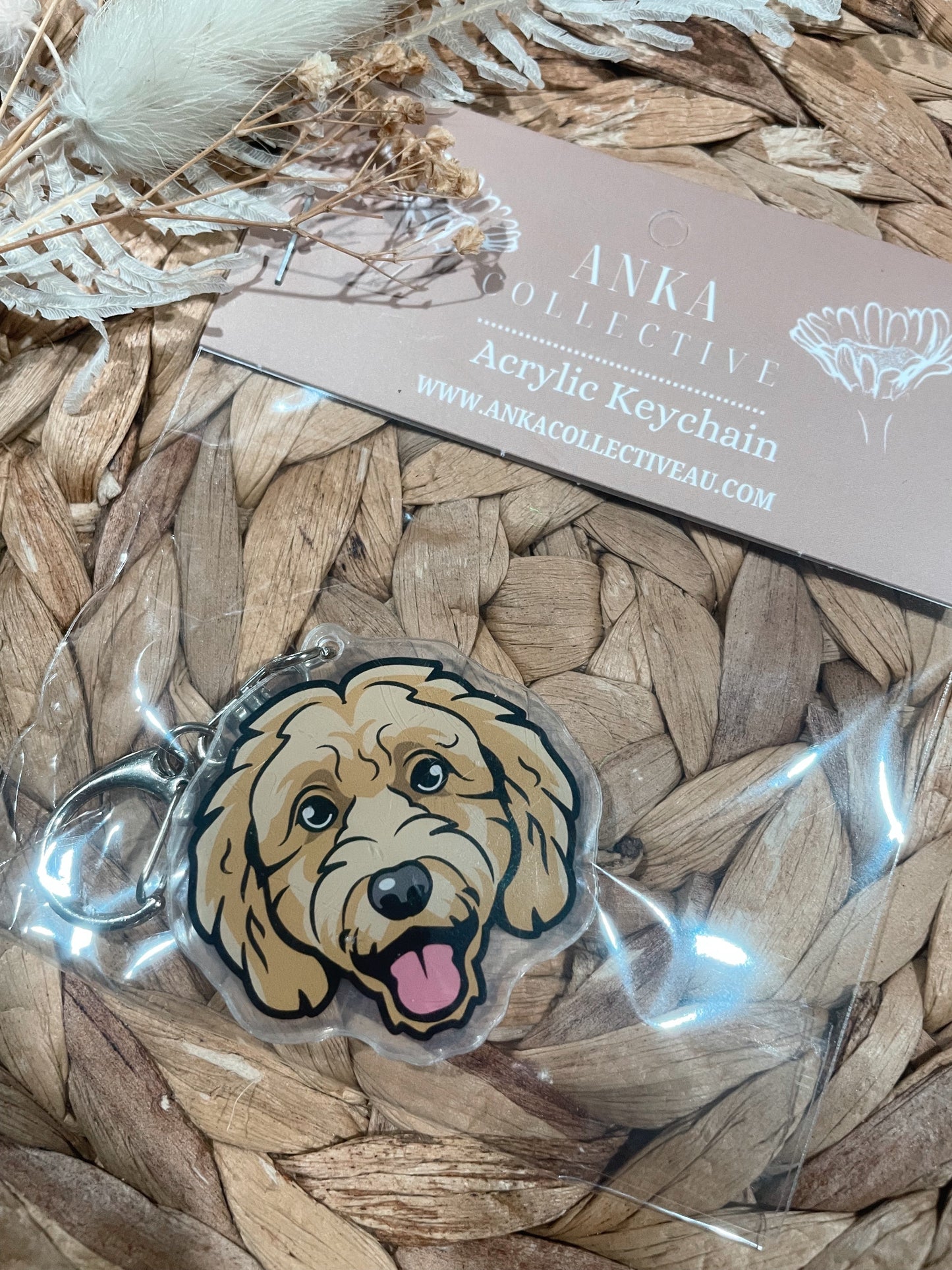 Cavoodle Brown Dog Keychain