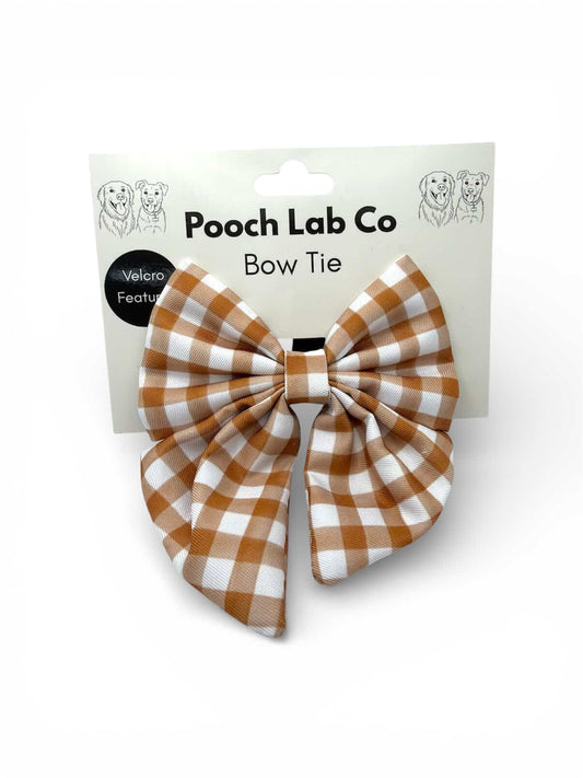 Mocha Gingham Sailor Bow Tie