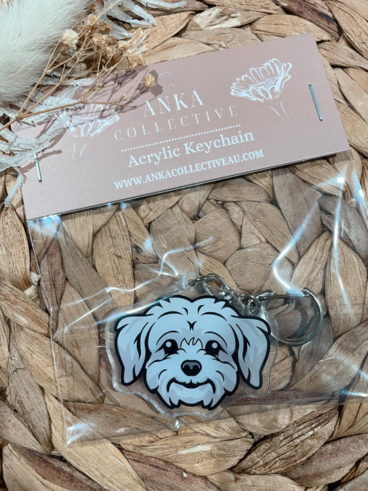 Maltese Dog Keychain