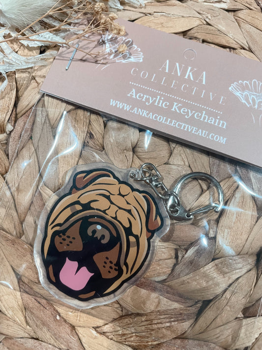 Shar Pei Dog Keychain
