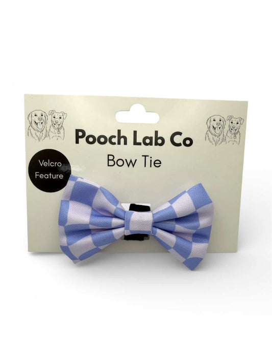 Groovy Gingham Blue Bow Tie