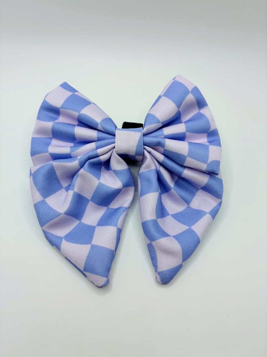 Groovy Gingham Blue Sailor Bow Tie