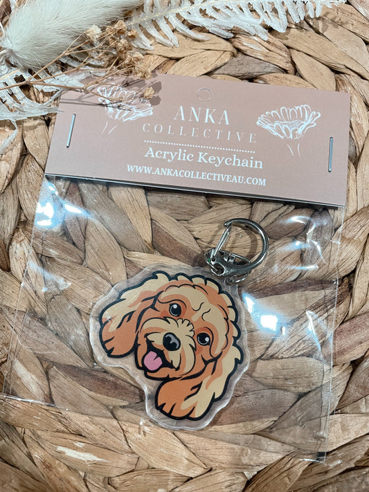 Mini Poodle Brown Dog Keychain