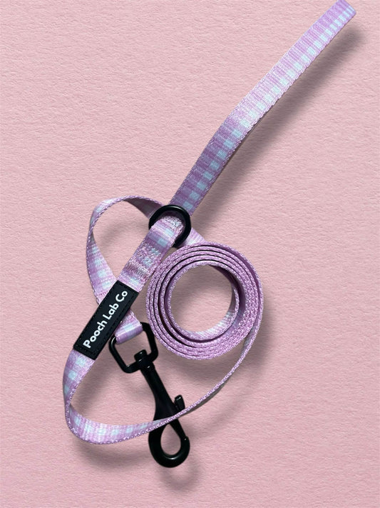 Pink Gingham Dog Lead
