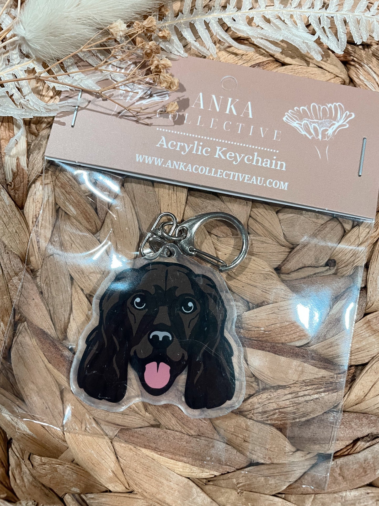 Cocker Spaniel Black Dog Keychain