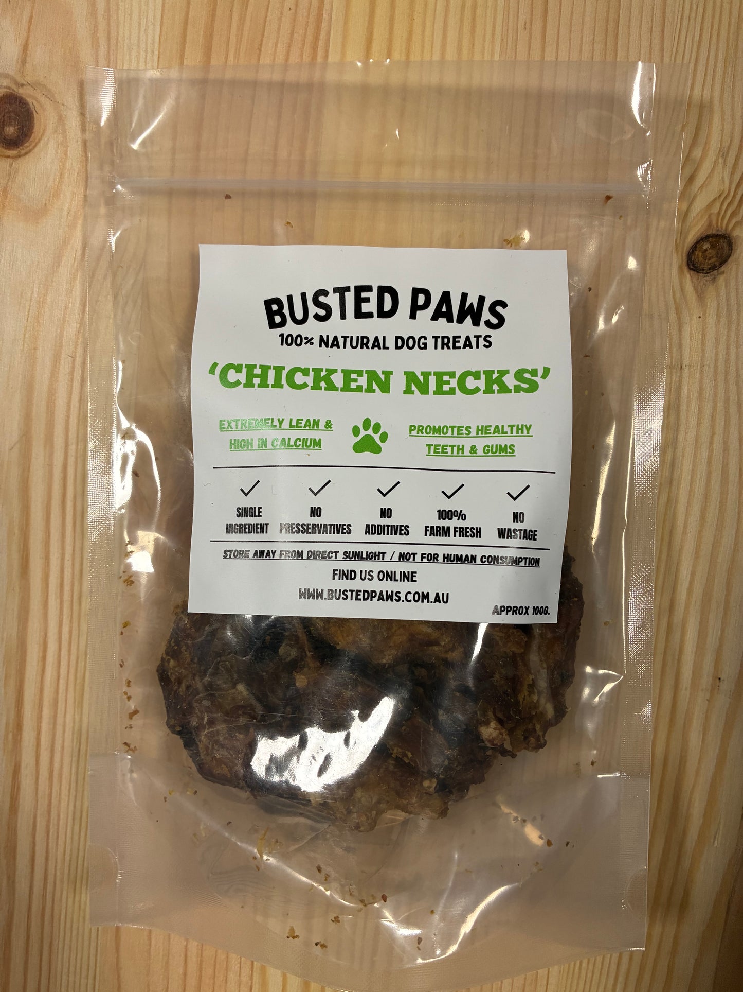 ‘Busted Paws’ Chicken Necks Natural Dog Treats