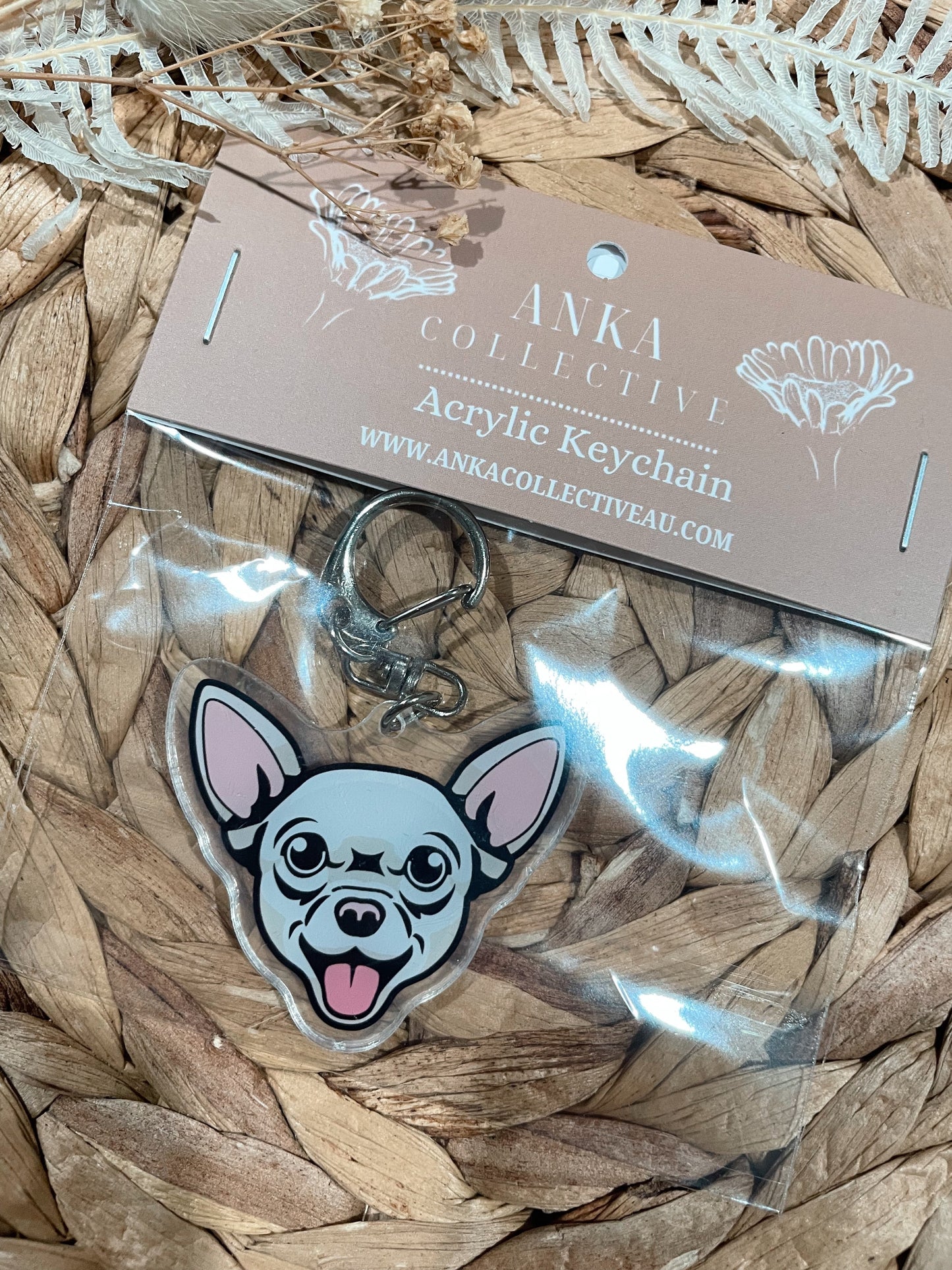 Chihuahua White Dog Keychain