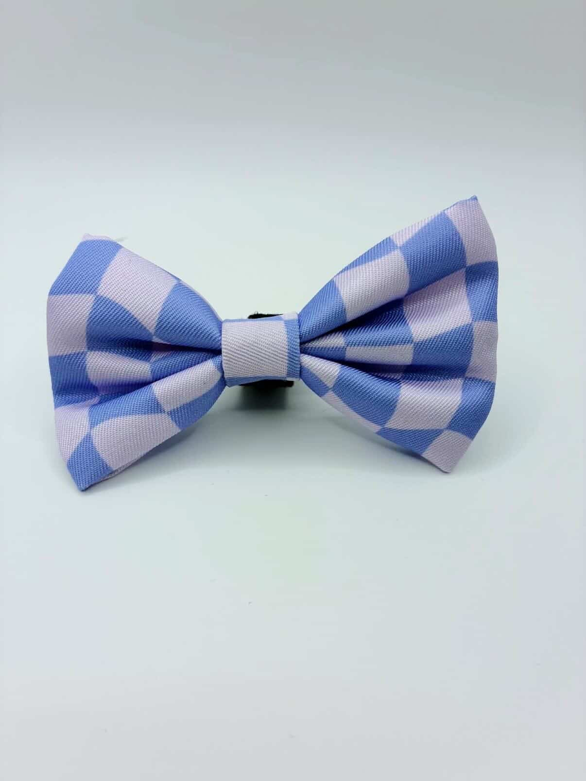 Groovy Gingham Blue Bow Tie