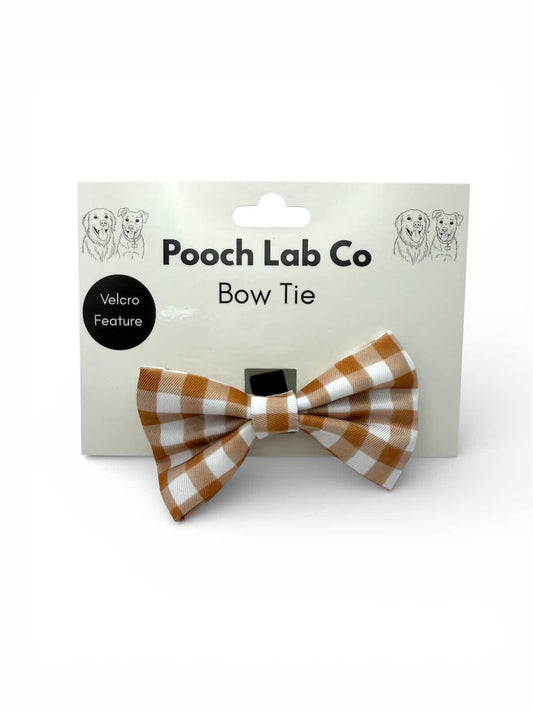 Mocha Gingham Bow Tie