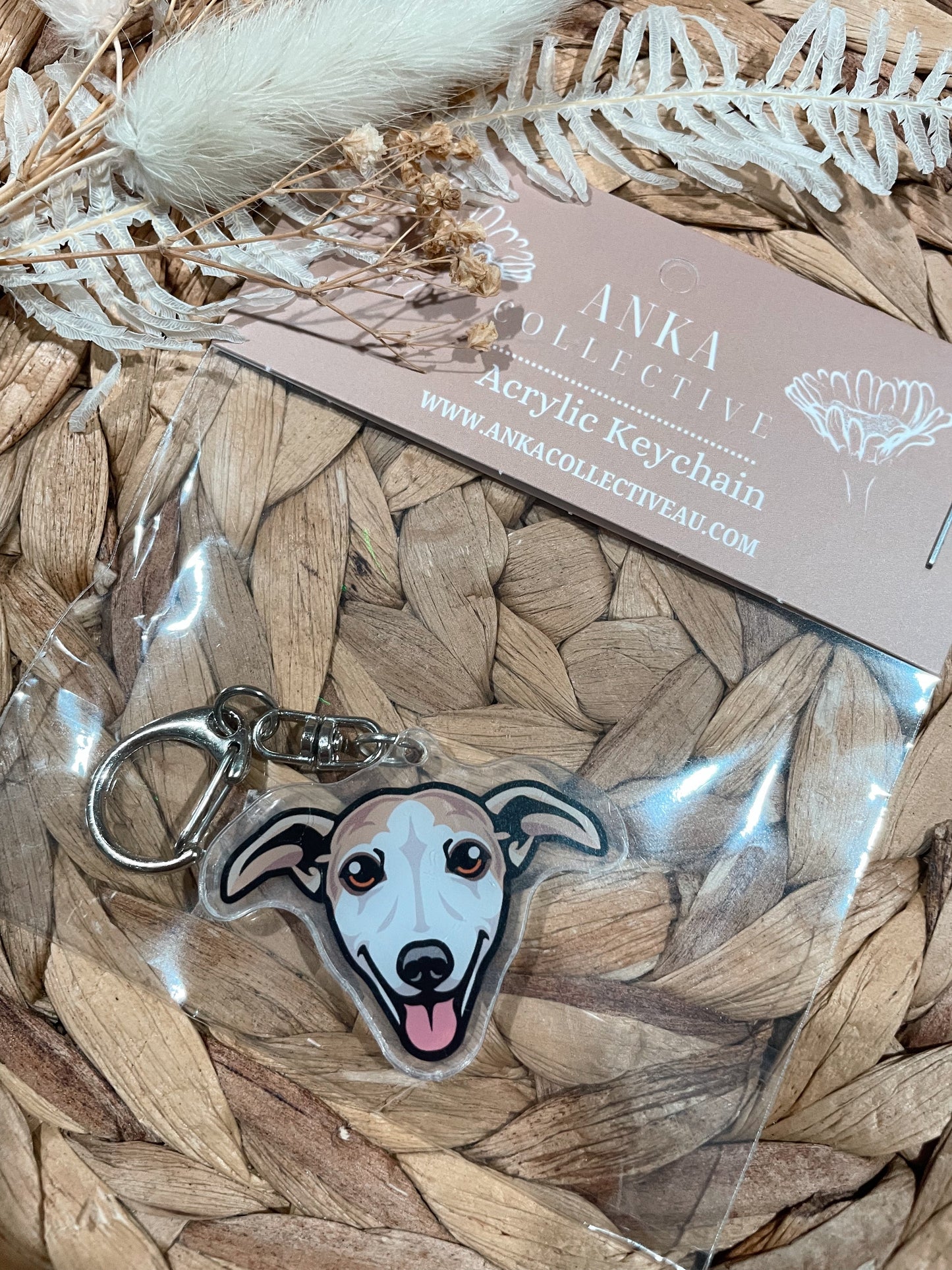 Whippet Light Dog Keychain