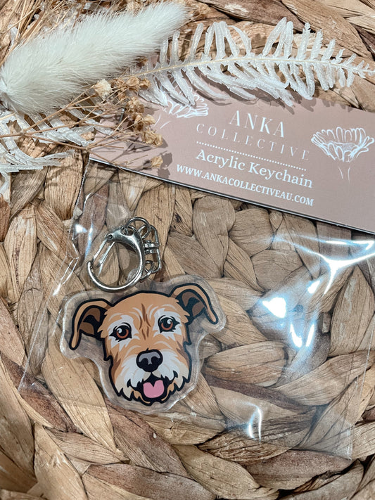 Mix Breed Wire Hair Dog Keychain