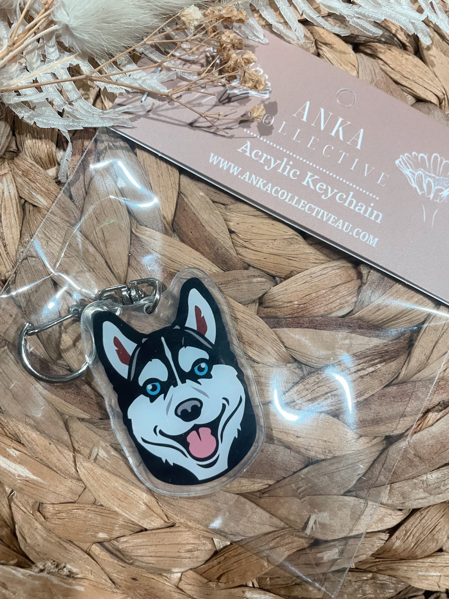 Husky Black Dog Keychain
