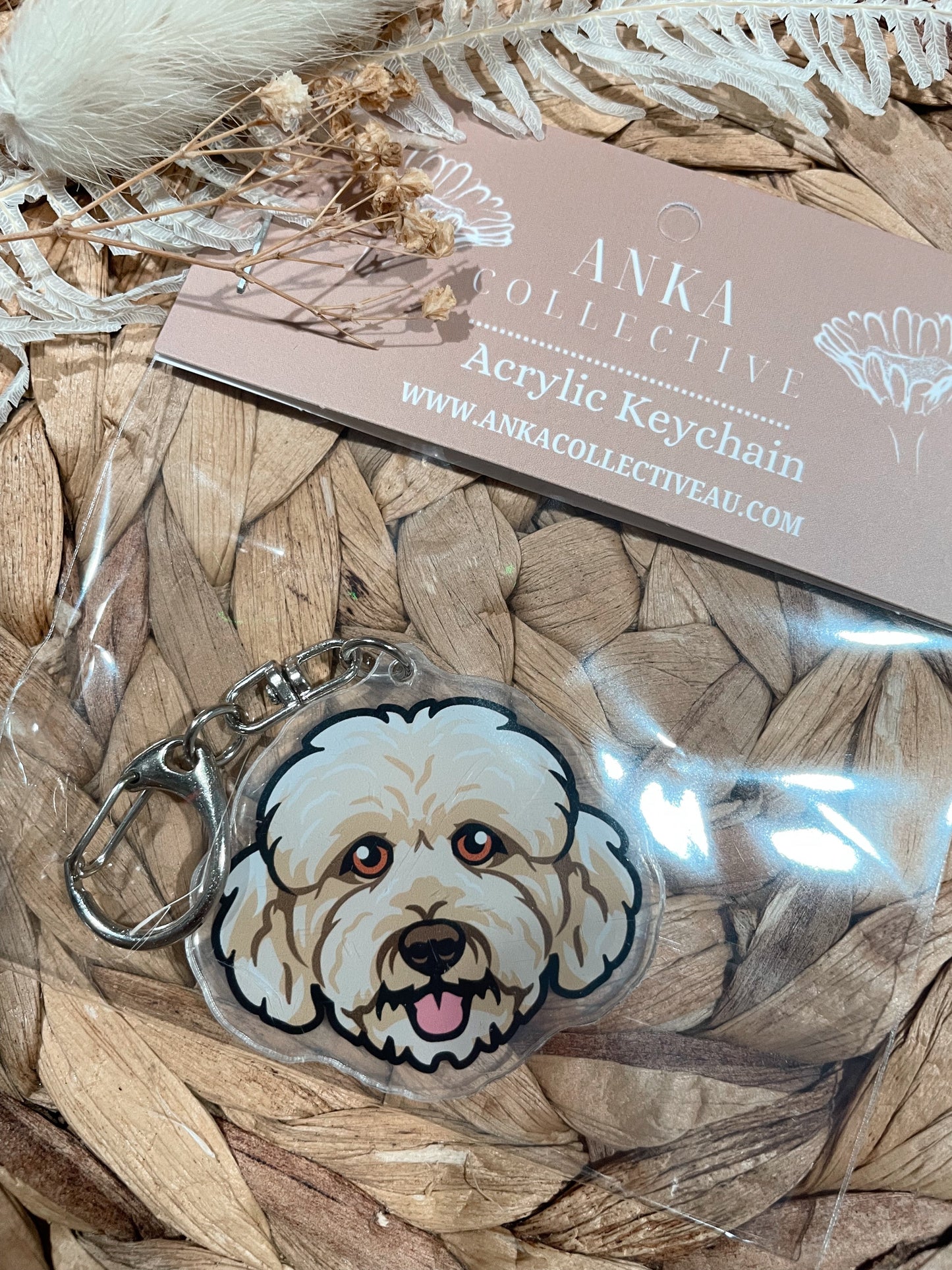 Cavoodle Cream Dog Keychain