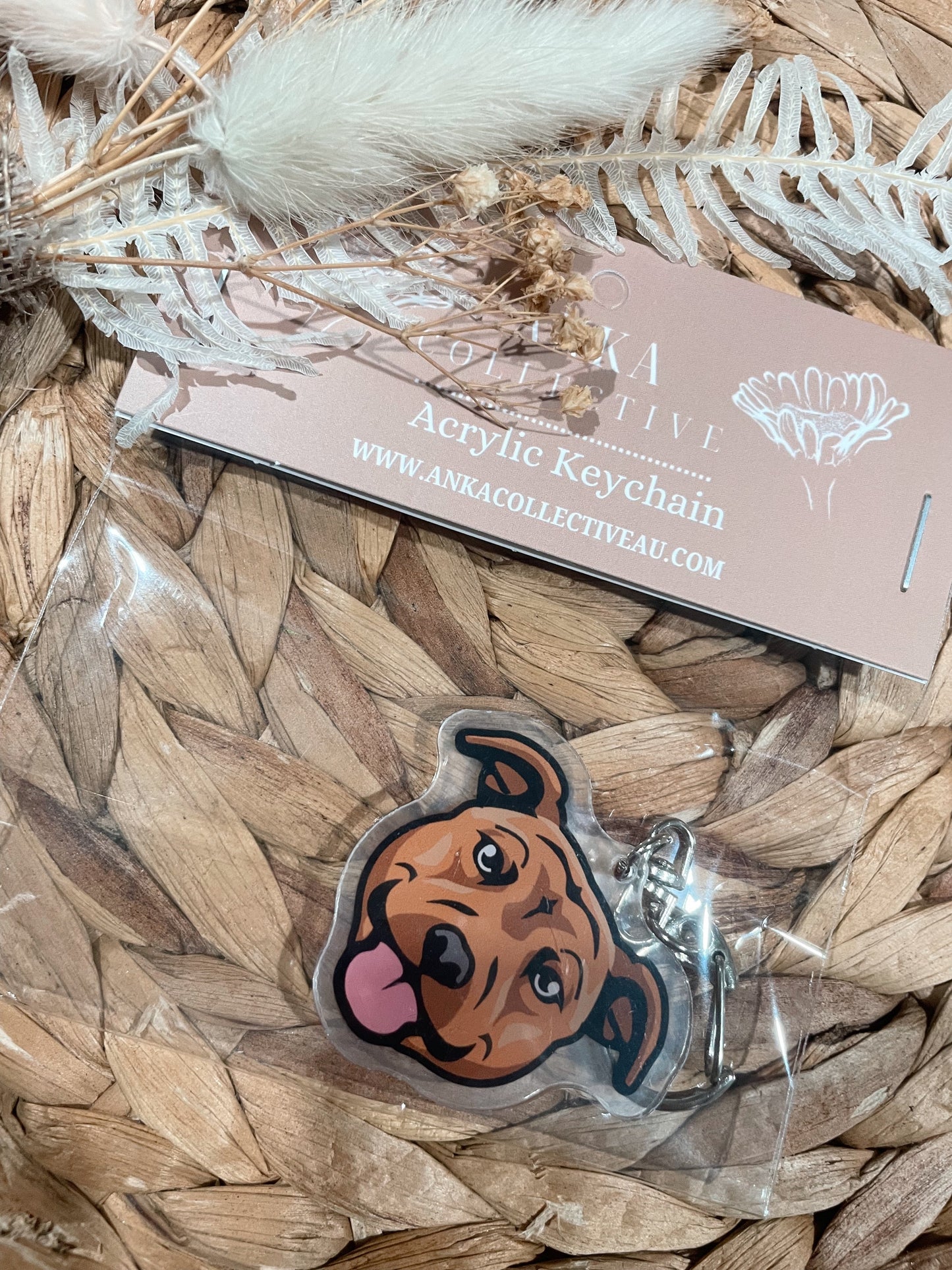 Staffy Red Dog Keychain