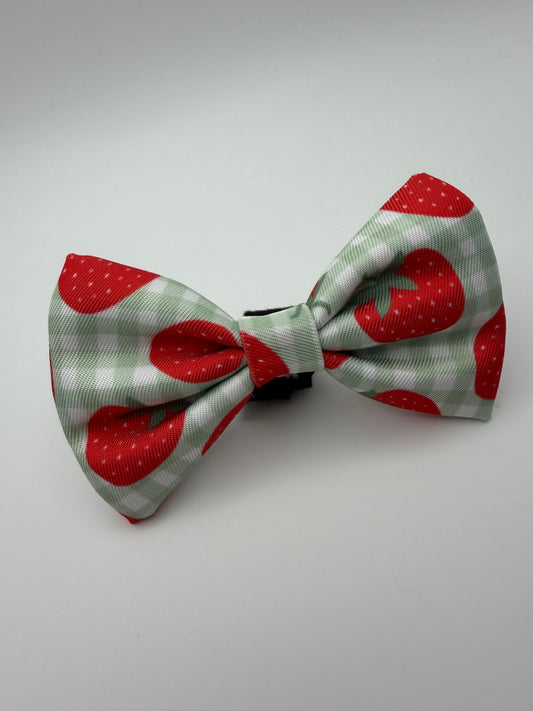 Strawberry Gingham Bow Tie