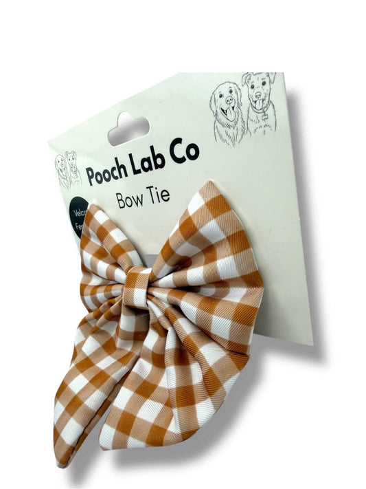 Mocha Gingham Sailor Bow Tie