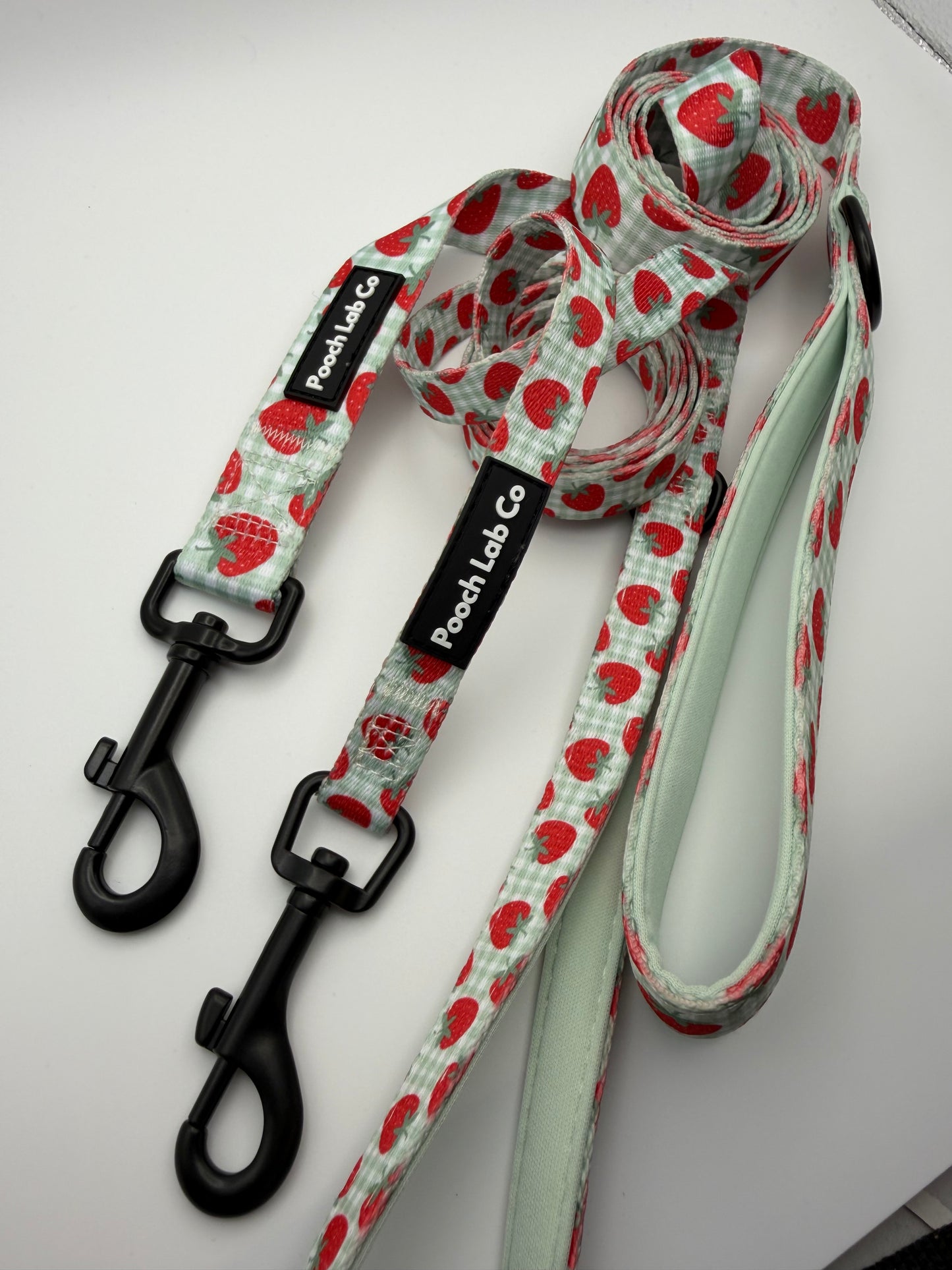 Strawberry Gingham Dog Lead