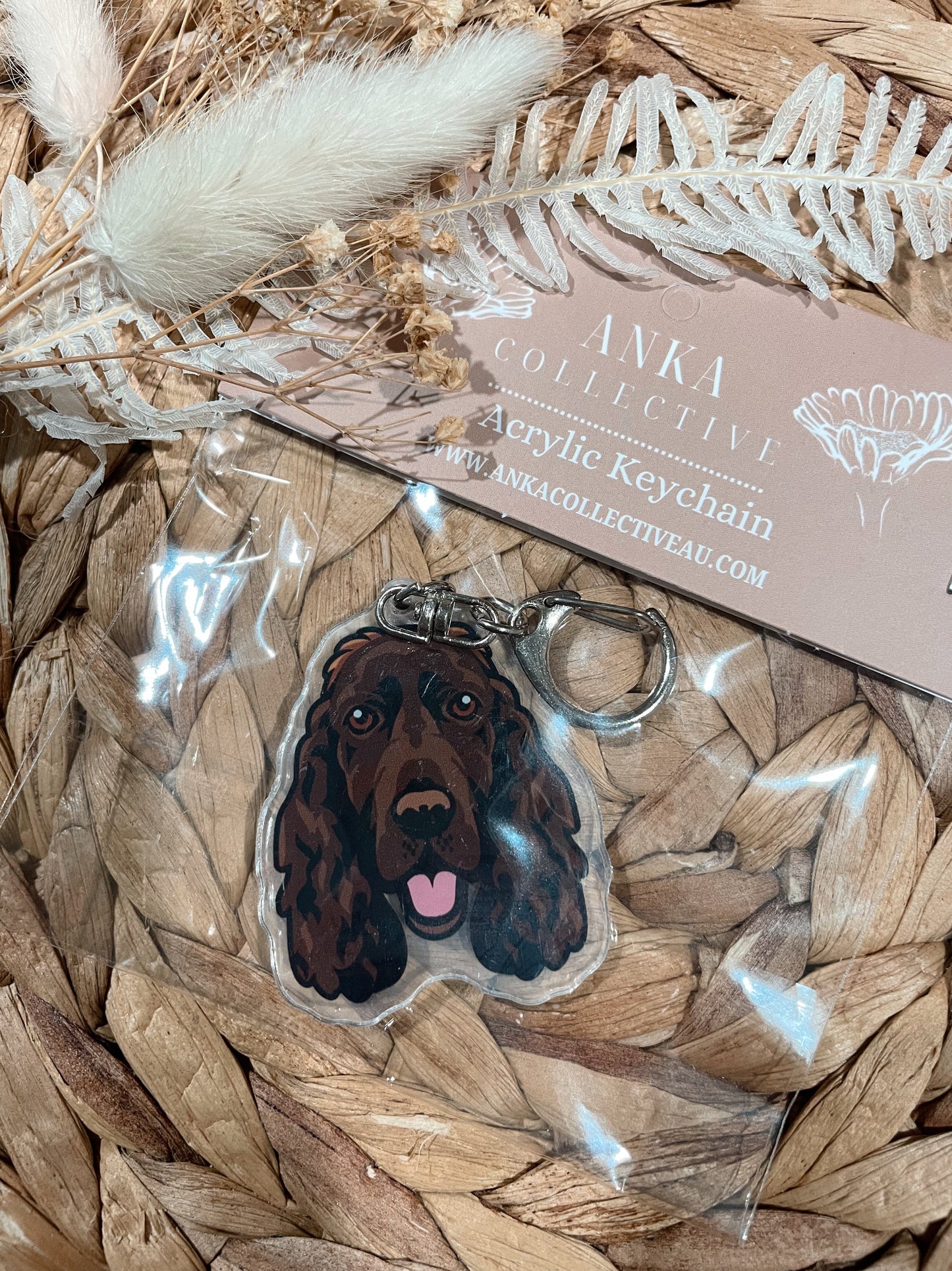Cocker Spaniel Chocolate Dog Keychain