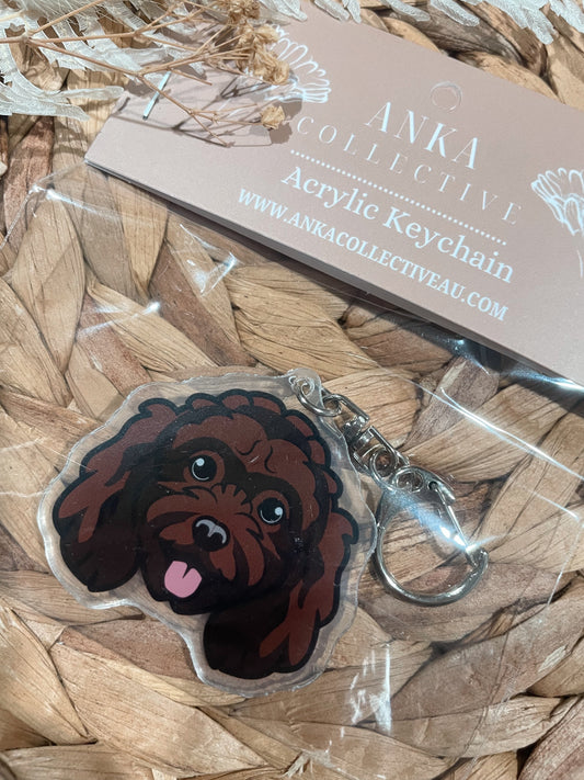 Mini Poodle Chocolate Dog Keychain