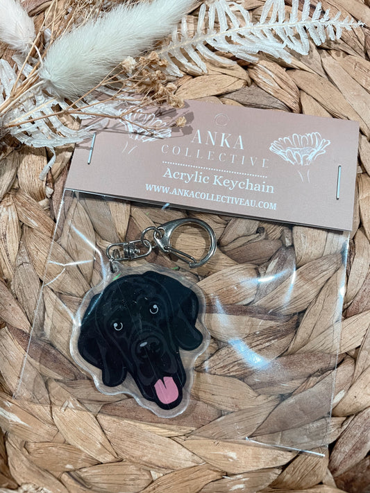 Great Dane Black Dog Keychain