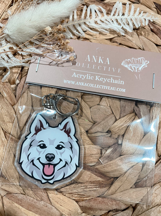 Japanese Spitz Dog Keychain