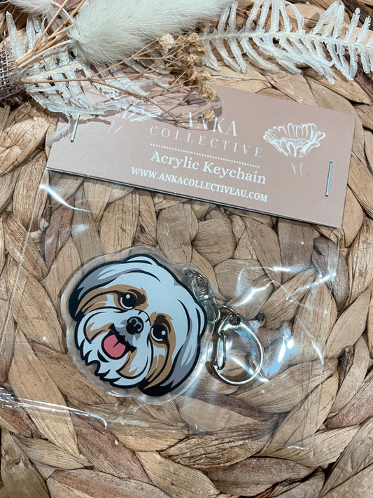 Maltese Shih Tzu Dog Keychain