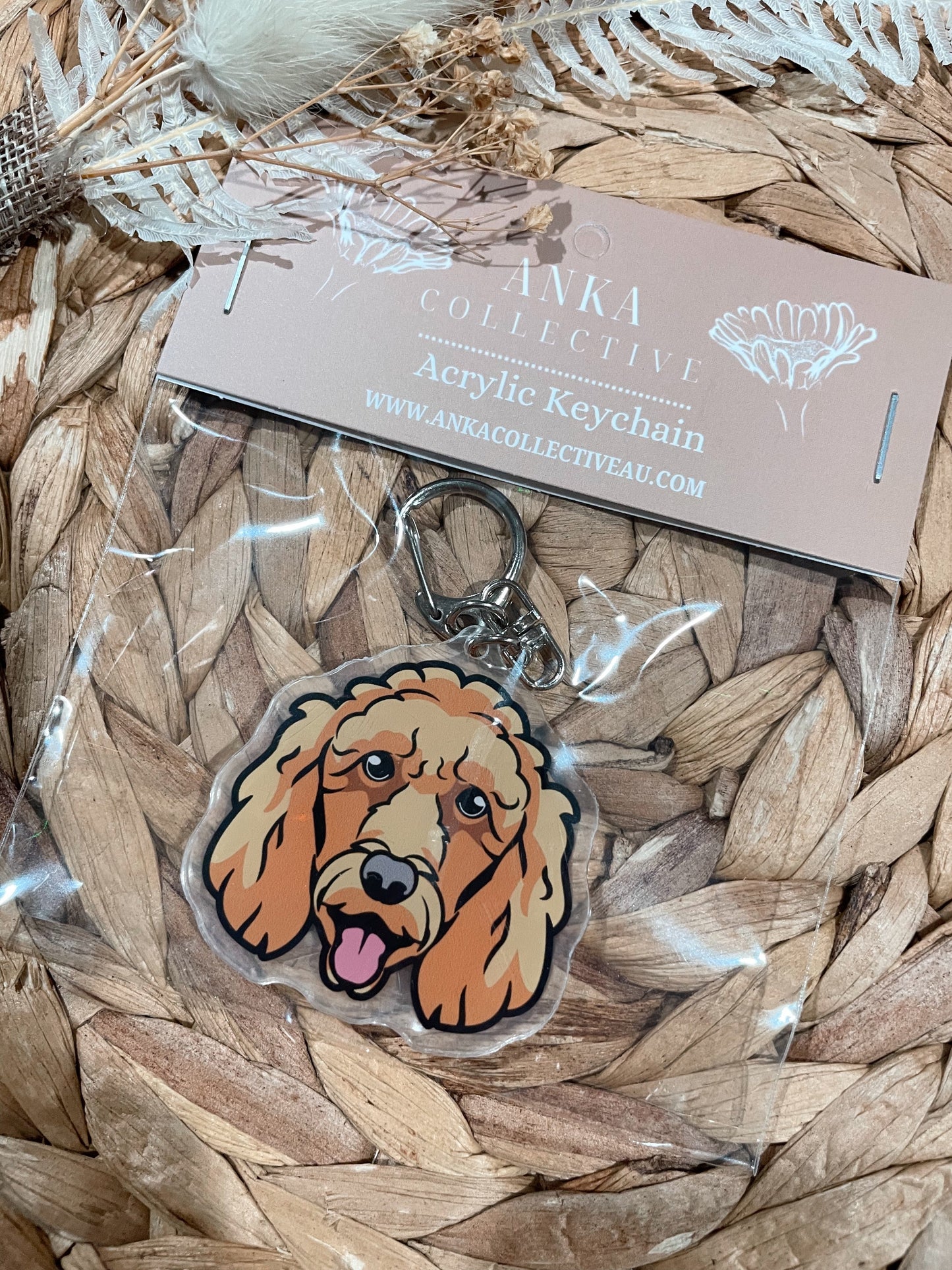 Standard Poodle Brown Dog Keychain