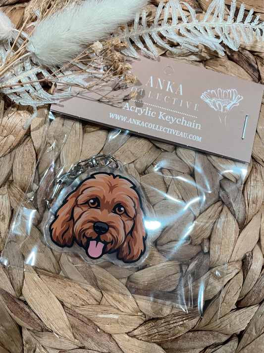 Spoodle Brown Dog Keychain