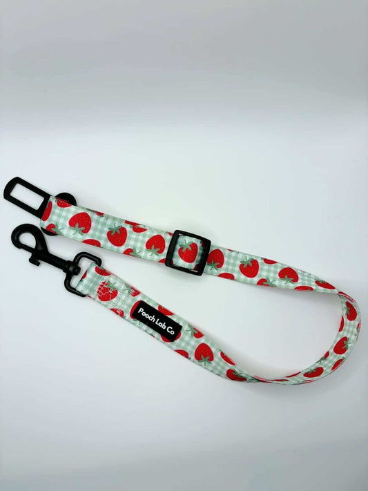 Strawberry Gingham Dog Seatbelt