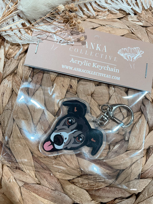 Greyhound Older Dog Keychain