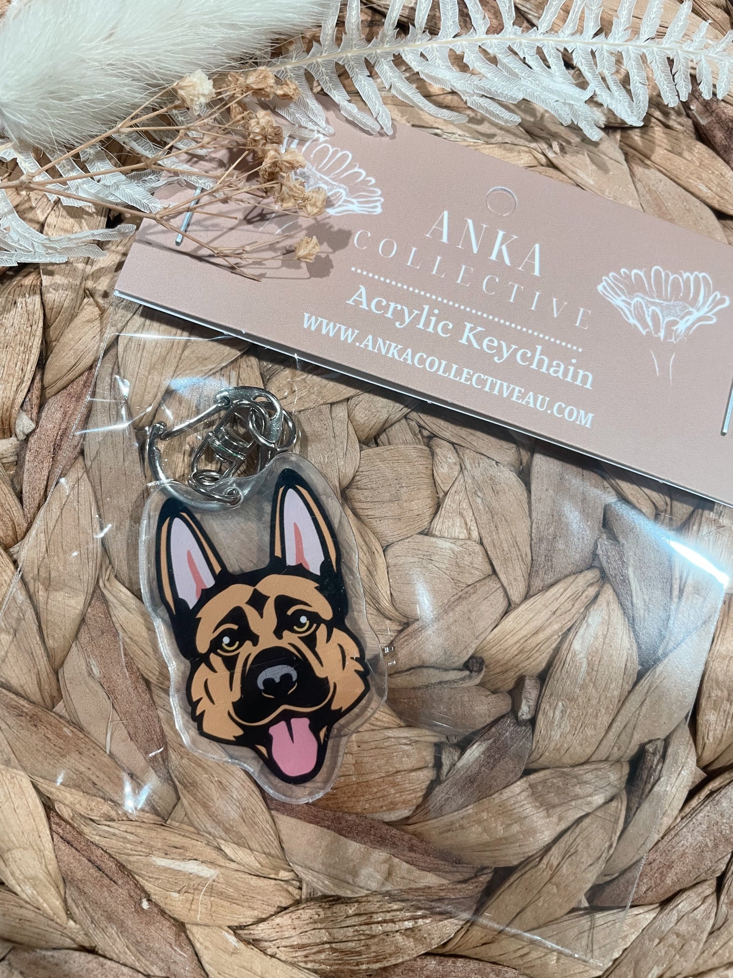 German Shepherd Brown Dog Keychain