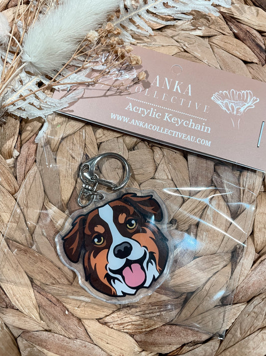 Aussie Shepherd Brown Dog Keychain
