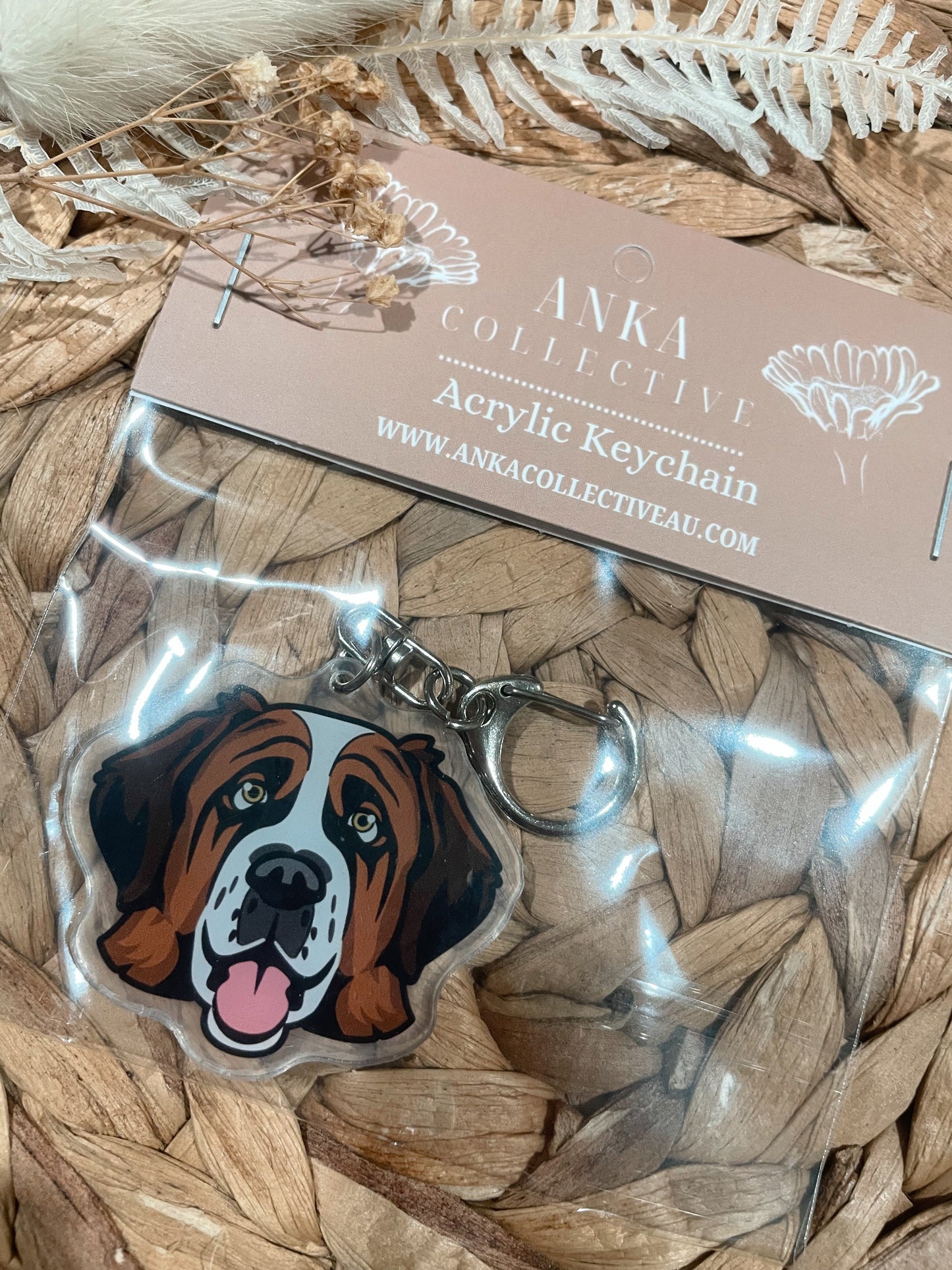 St Bernard Dog Keychain