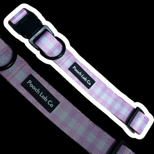 Pink Gingham Dog Collar