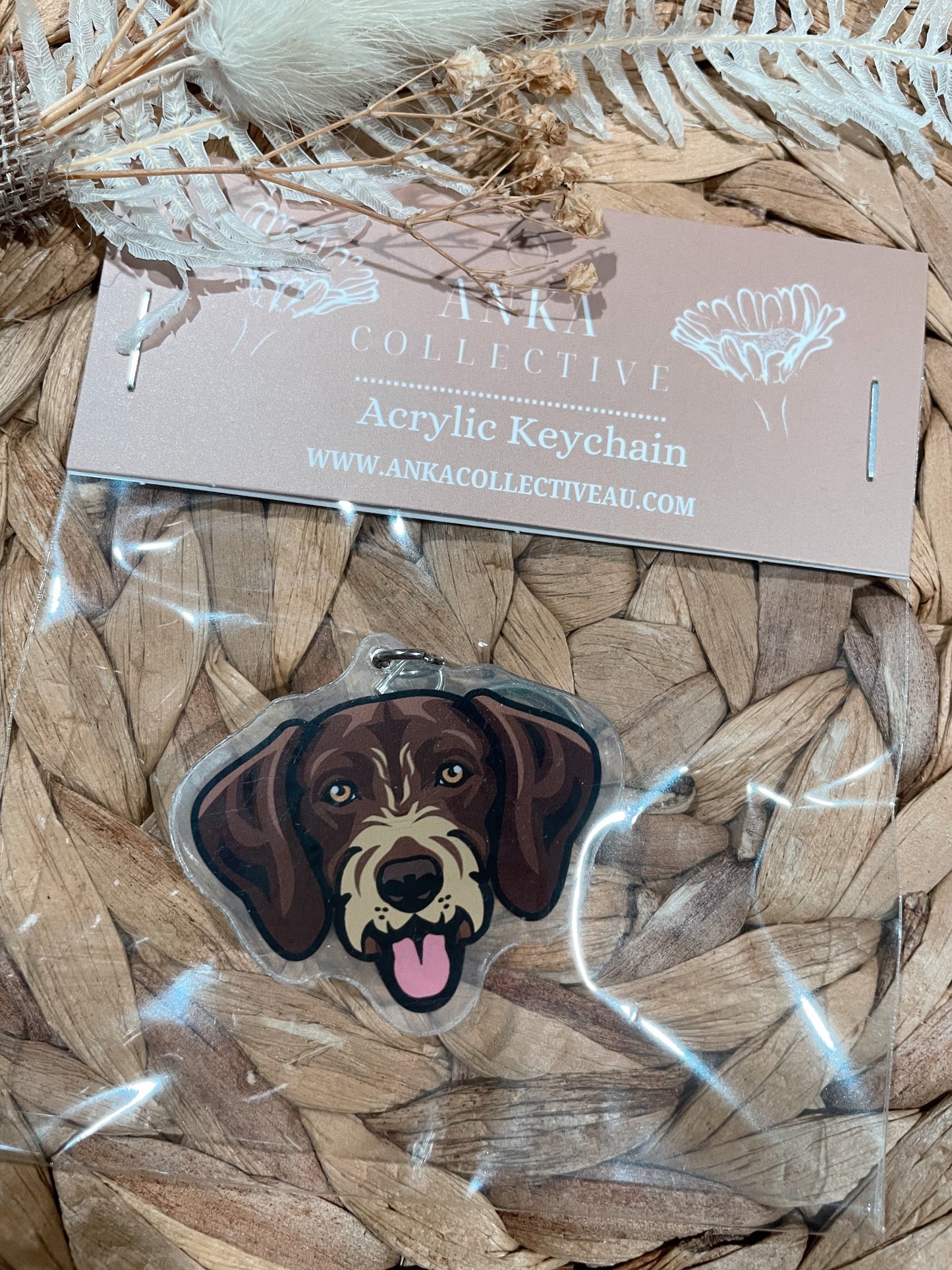 German Pointer Long Hair Dog Keychain